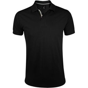 SOLS Heren Portland korte mouw Pique Polo Shirt (Zwart)