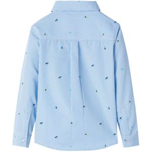 Kinderoverhemd - Lichtblauw - Maat 128 - 100% Katoen