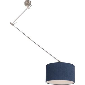 QAZQA blitz - Moderne Verstelbare hanglamp voor boven de eettafel | in eetkamer - 1 lichts - L 1000 mm - Blauw - Woonkamer | Slaapkamer | Keuken