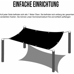 Rechthoekig Zonnezeil 2 x 4 m - Waterdicht Polyester - Zonwering voor Balkon Tuin Terras - Antraciet - Nieuw: UV-bescherming