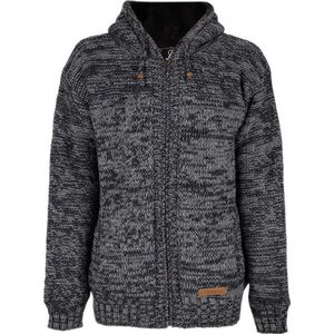 Gebreid Wollen Heren/Uni Vest van Schapenwol met Teddy Fleece voering en vaste capuchon - SHAKALOHA - M Chamonix ZH AntraGrey M.