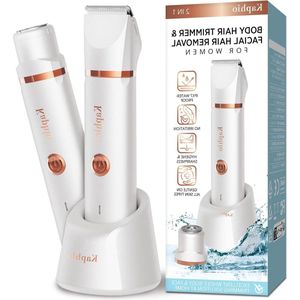 Elektrische bikinitrimmer voor vrouwen - Waterdicht en oplaadbaar - Nat en droog gebruik - Lichaamshaartrimmer en gezichtshaarverwijderaar - Ontharingsset voor bikini, oksels, benen, armen scheerapparaat vrouw