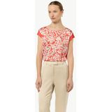 COMMA Blouse  donkerbeige / vuurrood / wit