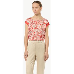 COMMA Blouse  donkerbeige / vuurrood / wit