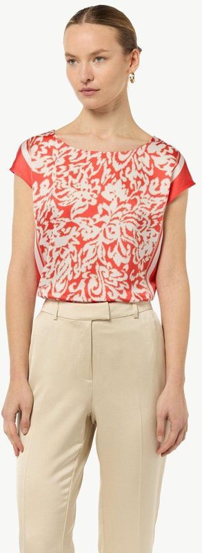 COMMA Blouse  donkerbeige / vuurrood / wit