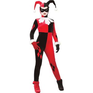 Rubies - Harley Quinn Kostuum - Harley Quinn Kostuum Vrouw - Rood, Zwart, Wit / Beige - Maat 34-36 - Carnavalskleding - Verkleedkleding