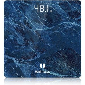 Digitale Personenweegschaal met Hoge Precisie en Step-On Technologie - LED Display - Max. 180 kg - Slank Ontwerp in Marmerblauw