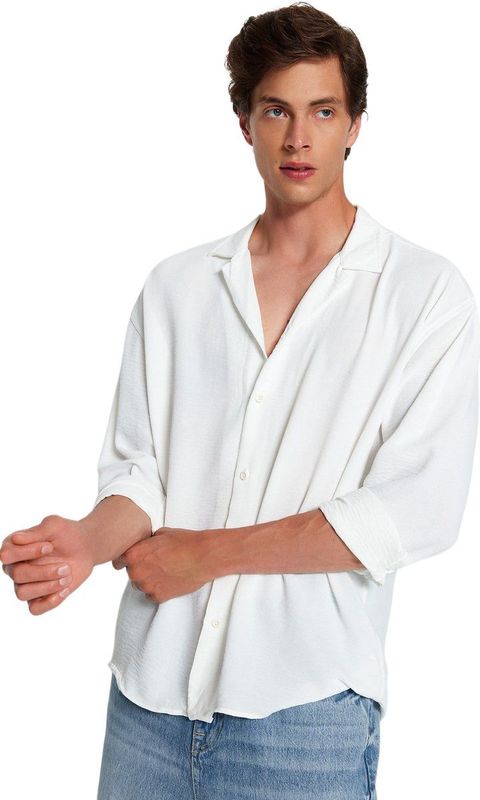 Trendyol - Oversized Fit Zomeroverhemd - Zwart - Met Open Kraag - Linnenlook