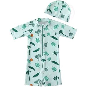 Il Bambini - UV-Zwempak - swimsuit met mutsje - UPF50+ - groen tropical - maat 98/104