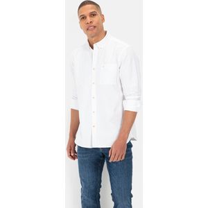 camel active Oxford overhemd met lange mouwen gemaakt van duurzame organic cotton - Maat menswear-S - Wit