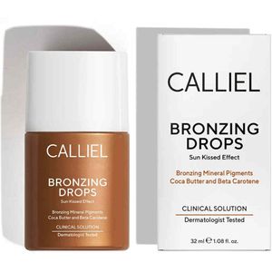 Calliel Bronzing Drops Sun Kissed Effect Mineral Pigments - Zelfbruinende druppels met stralend intens bronseffect - Bruinende minerale pigmenten - Bevat Cocaboter & Betacaroteen + Vitamine E Huid voeden en hydrateren - Dermatologisch getest - 32 ml