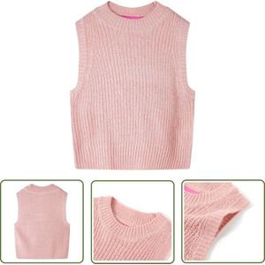 vidaXL MeisjesSpencer - Kinder Spencer - Kinderspencer gebreid 104 lichtroze - Gebreide Spencer - Roze Spencer - Kindertrui