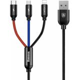 Baseus 3.5A snelle oplaadcode Kleur gevlochten kabel 3 in 1 Micro USB + 8 pins + Type-C laadgegevens Synkabel, voor iPhone, Galaxy, Huawei, Xiaomi, LG, HTC en andere slimme telefoons