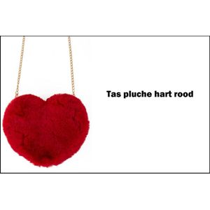Tas Love hart pluche rood 20x25cm - Liefde trouwen valentijn hartjes tasje verliefd thema feest festival