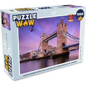 Puzzel Roze kleuren in de lucht boven de Tower Bridge in Londen - Legpuzzel - Puzzel 1000 stukjes volwassenen
