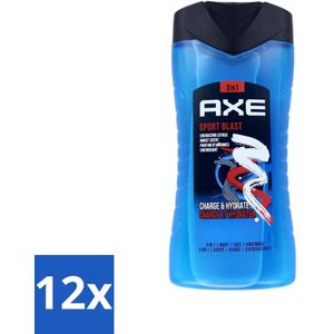 12 x Axe - 3-in-1 Douchegel - Sport Blast - Energizing Citrus - Hydraterend - 250 ml - Douchegel - Axe - Sport Blast - Gehydrateerd - Frisse Geur