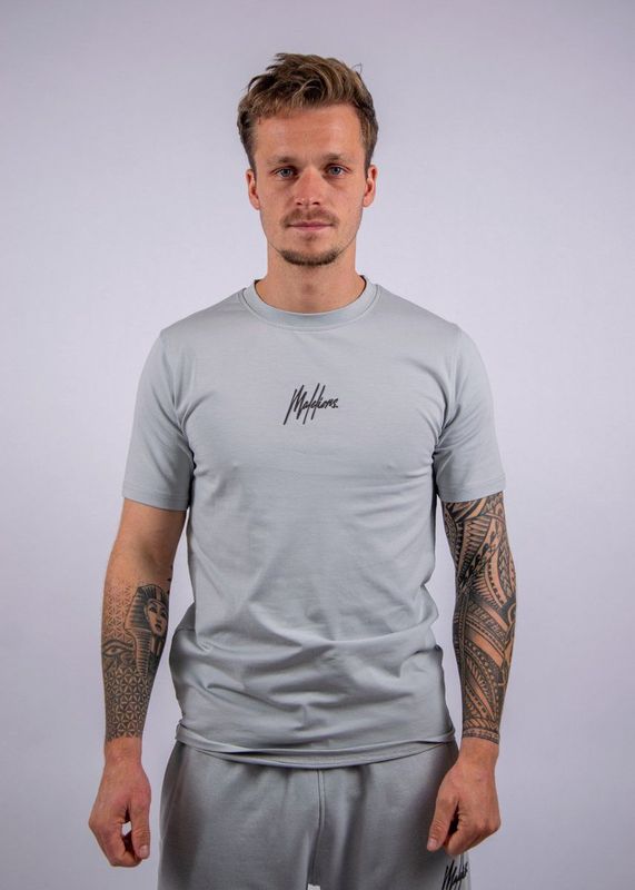 Malelions - Striped Signature T-shirt - Ocean Grey - T-shirt