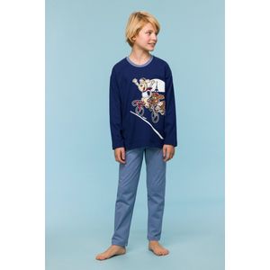 Woody pyjama jongens - labradoodle - donkerblauw - 242-10-PLU-S/889 - maat 176