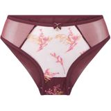 LingaDore - Slip - Bordeaux - Transparant met Bloemen Borduurwerk