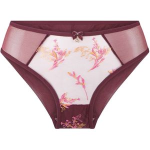 LingaDore - Slip - Bordeaux - Transparant met Bloemen Borduurwerk