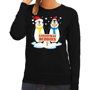 Foute kersttrui / sweater pinguin vriendjes zwart voor dames - Kersttruien L