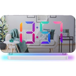Digitale klok met nachtlampje en RGB sfeerlicht - Wekker met 5 volumestanden en automatische dimmer