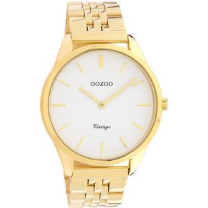 OOZOO Timepieces - Goudkleurige horloge met goudkleurige roestvrijstalen armband - C9985