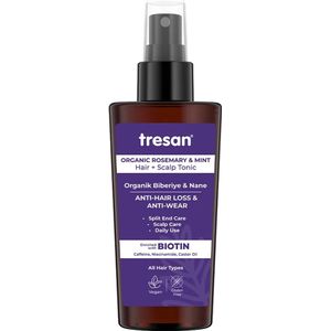 Tresan Rosemary & Mint Hair and Scalp Tonic - Tegen Haaruitval & Haarbreuk met Krachtige Ingrediënten Rozemarijn & Munt, Biotine, Cafeïne & Niacinamide, Vegan & Dermatologisch Getes, Hair Tonic/Spray - 125 ml