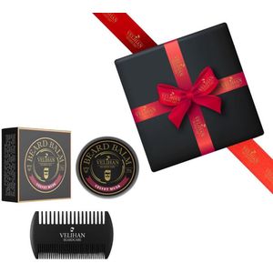 Velihan Beardcare - Baardverzorging Duo Pack Baardbalsem Velvet Musk & Baardkam - Cadeau voor mannen - Vaderdag Cadeau - Cadeau voor hem - Cadeau voor Kerst - Valentijdsdag mannen - Giftset mannen - Geschenkset man - Cadeauset verjaardag