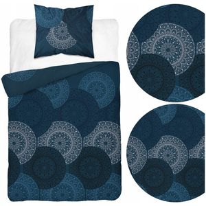 Luxe Katoen Satijn Beddengoed 140x200cm, Navy Blauw, Ritssluiting