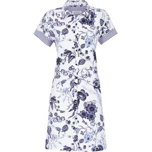 Doorknoopnachthemd blauwe bloemen - Blauw - Maat - 38