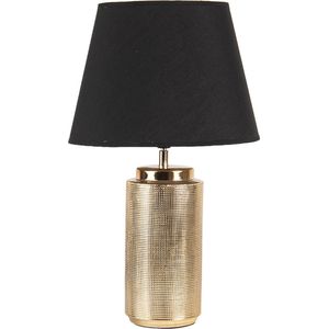 HAES DECO - Tafellamp - Modern Chic - Stijlvolle Lamp, formaat Ø 30x50 cm - Zwart / Goudkleurig Polyresin - Bureaulamp, Sfeerlamp, Nachtlampje