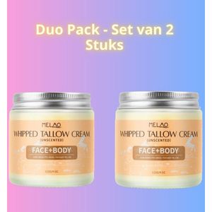 Beef Tallow Crème - 1 + 1 GRATIS - Voordeelverpakking - Voor Gezicht & Lichaam – Geurloos, 100% Grasgevoerd Rundvet, Natuurlijk Bij Droge En Gevoelige Huid - Voedende Tallow Beef Crème Voor Gezicht & Lichaam - 2 Stuks in de Verpakking