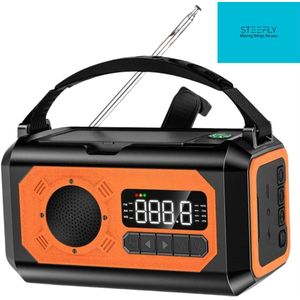 SteeFly® – Noodradio – Multifunctionele LED Zaklamp – Solar Opwindbaar – Sterk Signaal – AM FM WB Radio – Powerbank 12000mAh