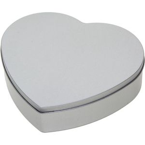 Zilver hart opbergblik/bewaarblik 18 cm - Cadeauverpakking zilveren voorraadblikken