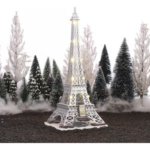 LuVille Kerstdorp Miniatuur Eiffeltoren - L15,5 x B14 x H32 cm