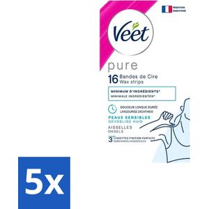 Veet - Ontharingsstrips - Oksels - Hypoallergene Minima - 16 Strips - Bulkverpakking - 5 stuks
