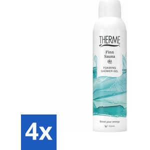 4 x Therme - Finn Sauna - Schuimende Douchegel - Verfrissend - Verzorgend - 200ml - Douchegel - Sauna - Eucalyptus - Menthol - Verfrissend
