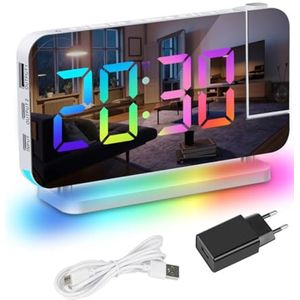 Digitale Projectiewekker met Draaibare Projector en RGB-nachtlampje