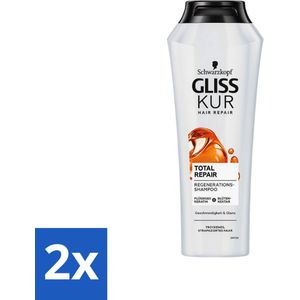 2 x Gliss Kur - Shampoo - Vrouwen - Hydraterende Verzorging - 250 ml - Glans Shampoo - Hydraterende Shampoo - Haarverzorging - Haarherstel - Gespleten Haarpunten