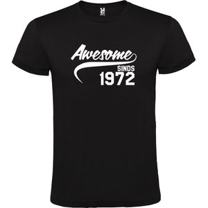 Zwart T shirt met ""Awesome sinds 1972"" print Wit size L