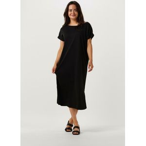 Minus Ophelia Boat Neck Short Sleeve Midi Modal Dress Jurken Dames - Kleedje - Rok - Jurk - Zwart - Maat L