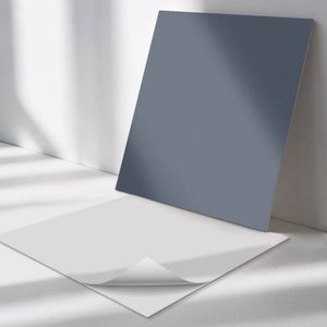 Wallfluent Vinyl Wandpaneel - Kleur: donkerblauw Vinyl Wandbekleding - 50 cm x 50 cm - Grijs PVC wandpaneel - Verpakking van 4 stuks - Vierkant Wandbekleding Vinyl - Patroon Wandpaneel - Zelfklevend Muurpaneel - Wandpaneel Keuken en Badkamer