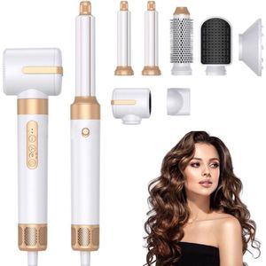 Luxe Ronde Volumeborstel Opzetstuk - Multistyler - Haarstyler föhn - Diffuser voor Krullen - Wit en Goud