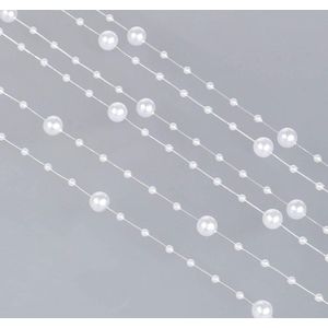 White 30 Metres Pearl Necklace Decoration - Stainless Steel Scissors - Wedding Party Birthday Christening Table Decoration DIY Crafts