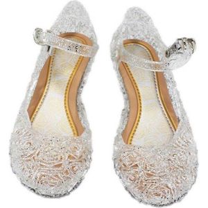 Prinsessen glitter schoenen met hak - Zilver - Prinsessen - Verkleedschoenen - Frozen - Ariel - Elsa - Anna - Belle - Jurk - Maat 31 (valt als 29) Binnenzool: 18,5 cm