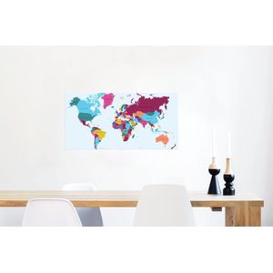 Muurdecoratie - Wereldkaart - Trendy - Kleurrijk - 80x40 cm - Poster