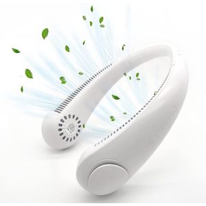 DrPhone BNC2 Draagbare Nekventilator - 2400 mAh Batterij - Bladloze Ventilatoren met 3 snelheden - Wit