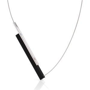 CLIC JEWELLERY STERLING SILVER WITH ALUMINIUM NECKLACE BLACK CS003Z
