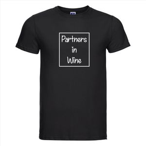 Partners in wine T-shirt - 100% Katoen - Maat L - Classic Fit - Zwart